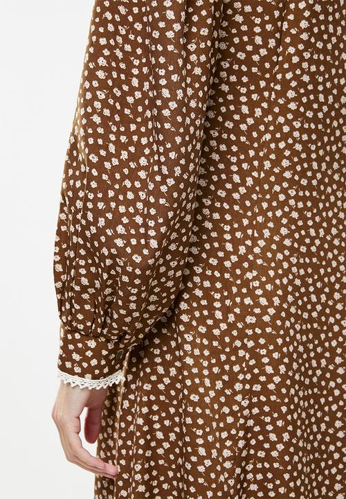 Me&B - Dropped collar prairie dress - brown