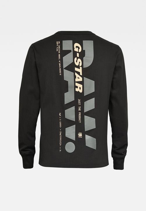 G-STAR - Big back graphic r  l\s tee - dk black