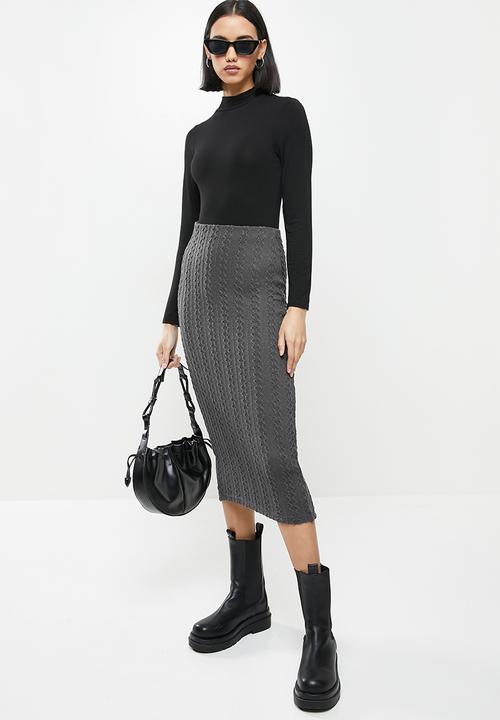 Me&B - Cable knit pencil skirt - grey 