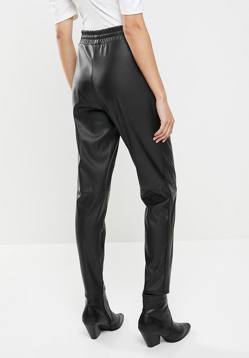 Me&B - Leather jogger pant - black