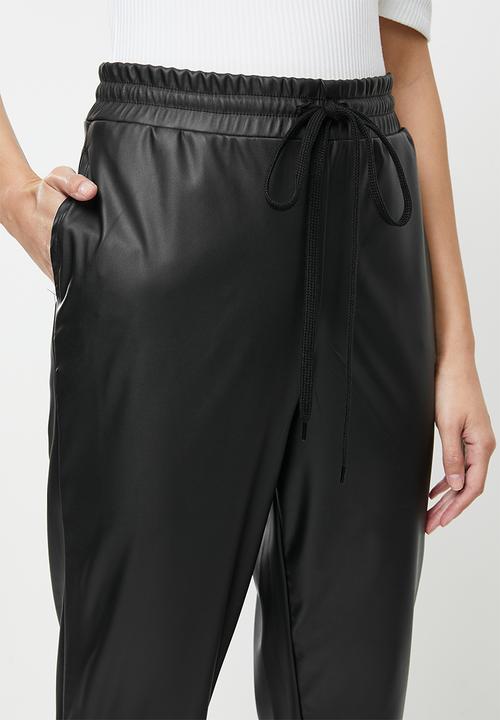 Me&B - Leather jogger pant - black