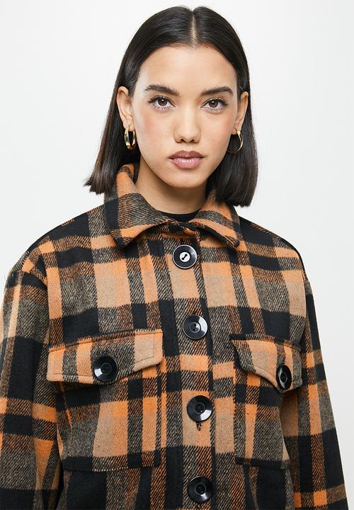 Me&B - The check shacket - brown & black 