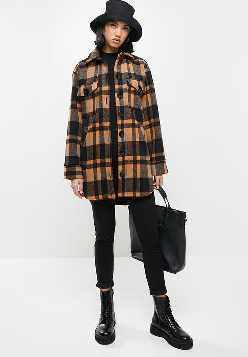 Me&B - The check shacket - brown & black 