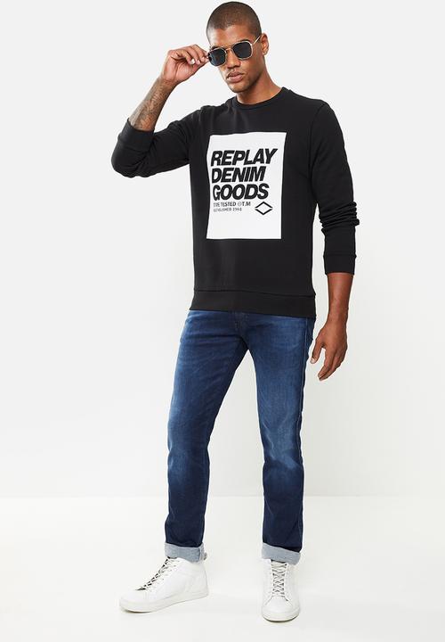 Replay - Replay denim good crew fleece - black
