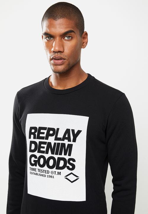 Replay - Replay denim good crew fleece - black