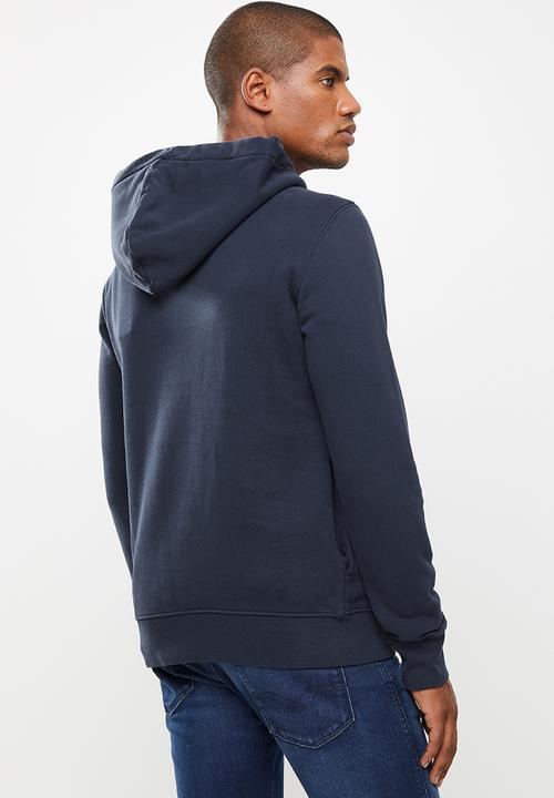 Replay - Replay label print hoodie - navy