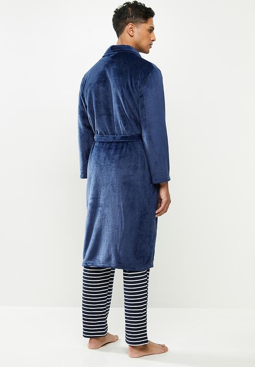 STYLE REPUBLIC - Coral fleece robe - navy