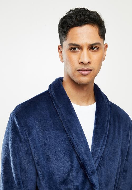 STYLE REPUBLIC - Coral fleece robe - navy