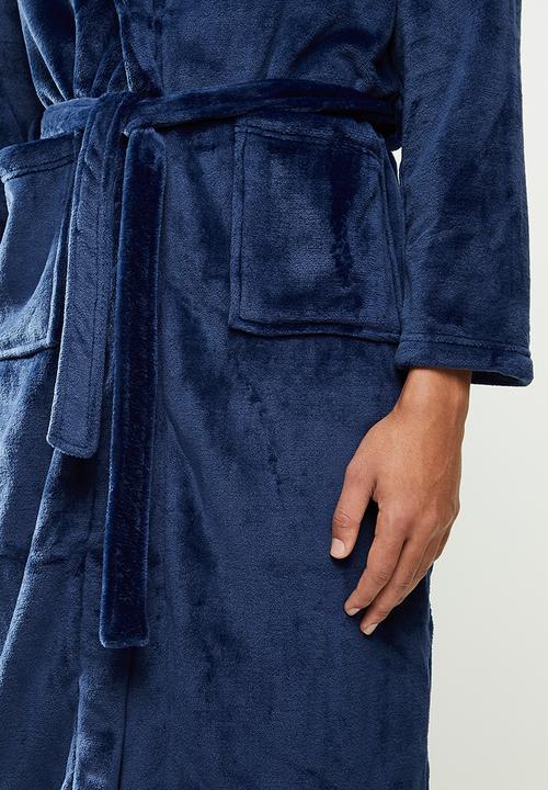 STYLE REPUBLIC - Coral fleece robe - navy
