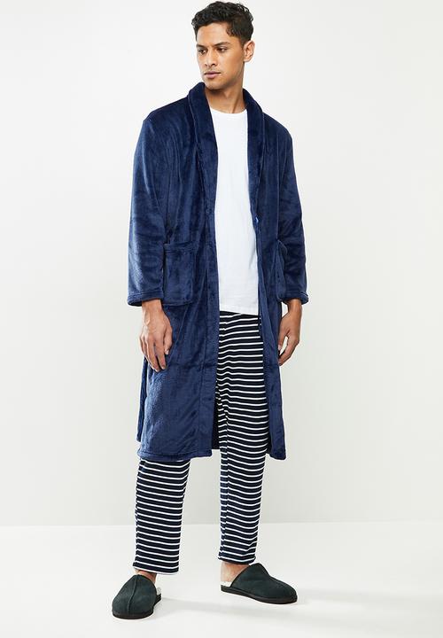STYLE REPUBLIC - Coral fleece robe - navy