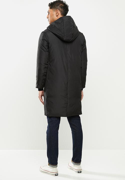 STYLE REPUBLIC - Longline hooded puffer - black