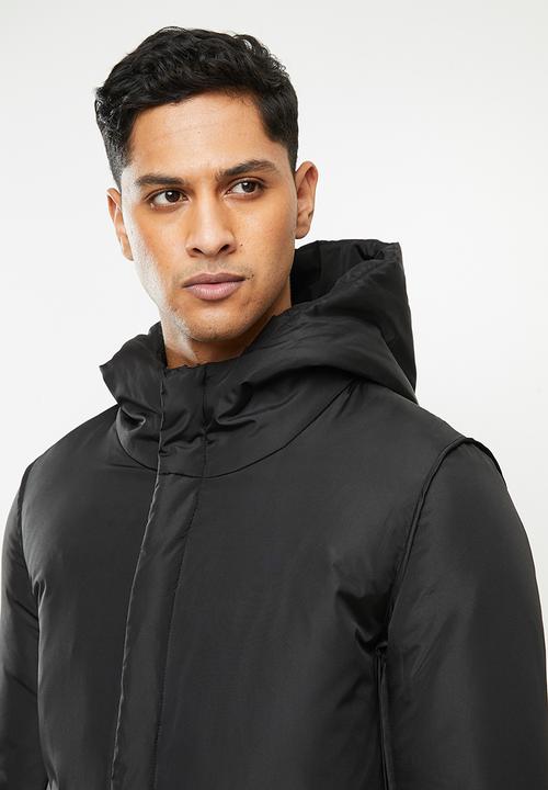 STYLE REPUBLIC - Longline hooded puffer - black