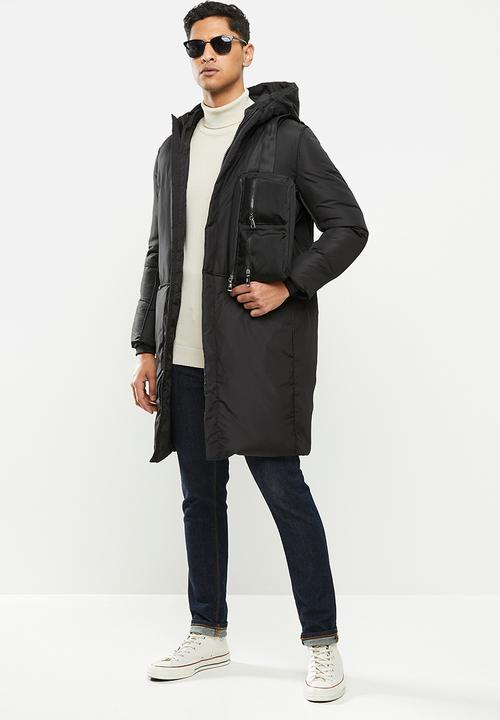 STYLE REPUBLIC - Longline hooded puffer - black