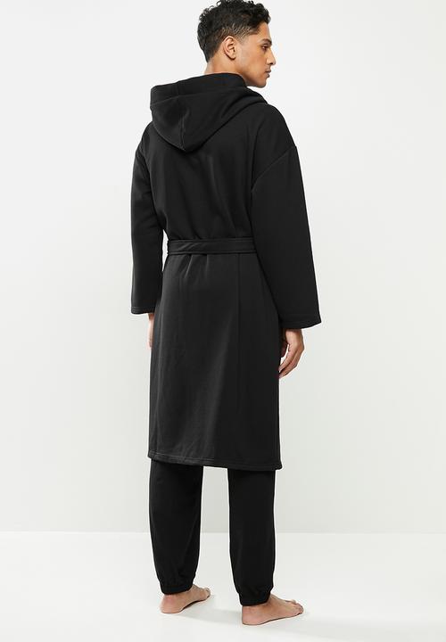 STYLE REPUBLIC - Fleece hooded robe - black