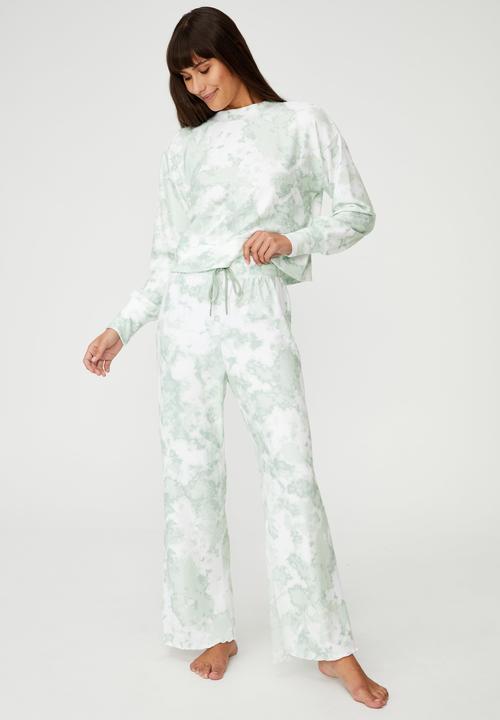 Cotton On - Super soft long sleeve crew - tie dye mint tonal