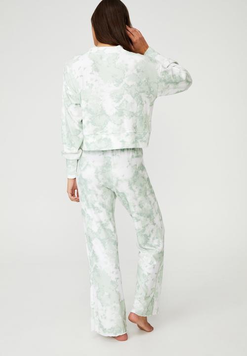 Cotton On - Super soft long sleeve crew - tie dye mint tonal
