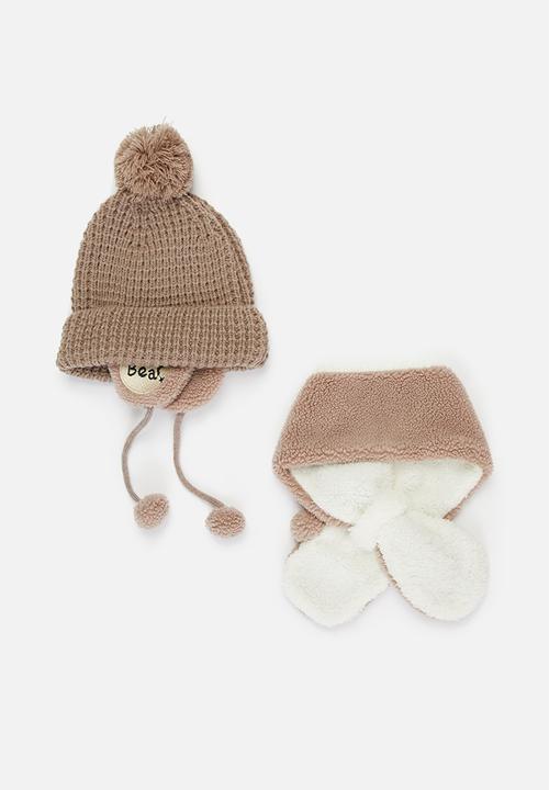 Pop Candy - Beanie & scarf set - brown