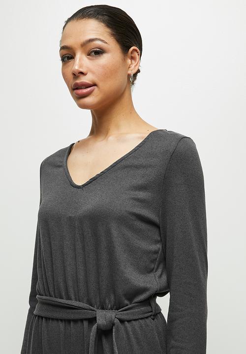 edit - Ribbed v-neck jumpsuit - dark grey