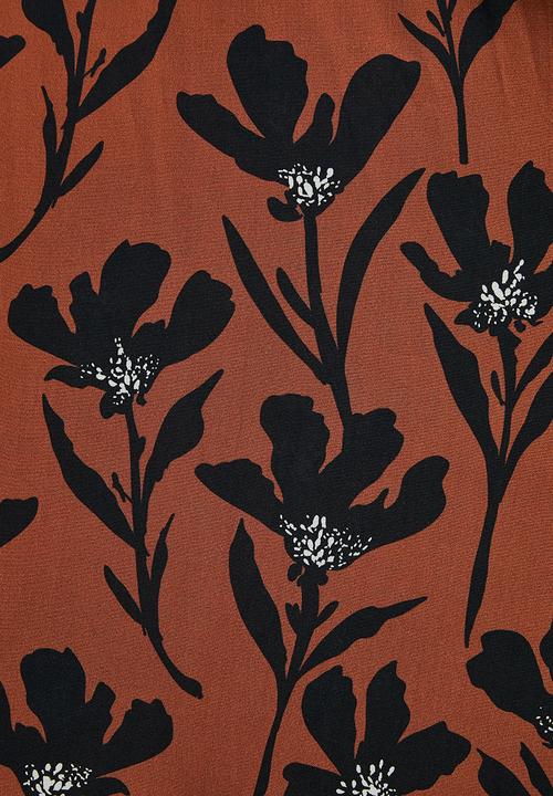 edit - Mandarin waist woven maxi - rust & black 