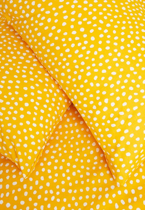 Sixth Floor - Dotty printed polycotton duvet set - mustard yellow