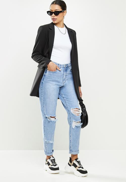Missguided - Knee rip riot mom jean - blue