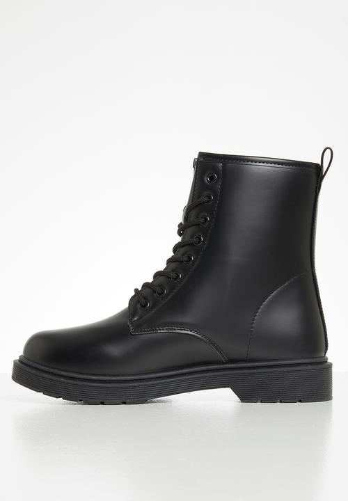 Seduction - Combat lace up boot - black