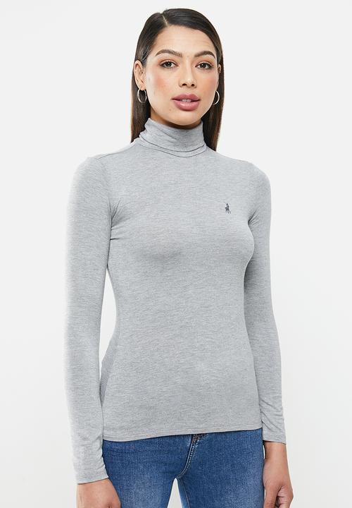 POLO - Brixton long sleeve second skin polo tee - grey 