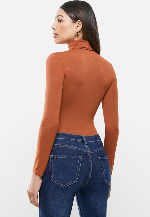 POLO - Brixton long sleeve second skin polo tee - rust