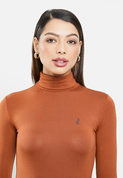 POLO - Brixton long sleeve second skin polo tee - rust