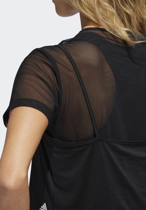 adidas Performance - Power 2in1 tee - black/white