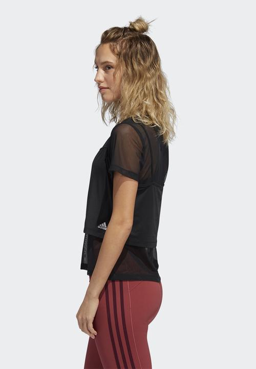 adidas Performance - Power 2in1 tee - black/white