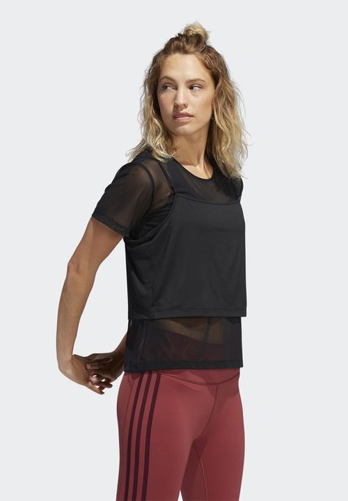 adidas Performance - Power 2in1 tee - black/white