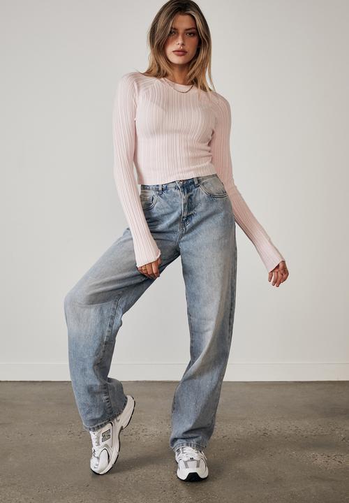Factorie - Variegated rib knit long sleeve top - lilac snow