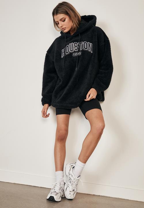 Factorie - Fluffy graphic hoodie - black