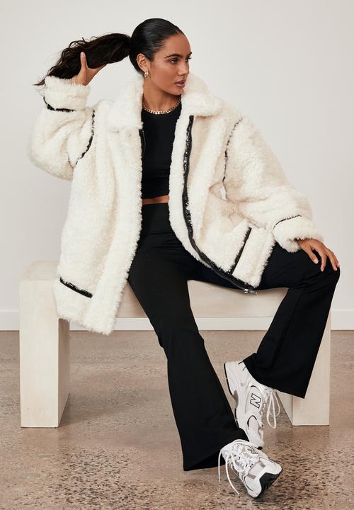 Factorie - Oversized fur teddy jacket - cream
