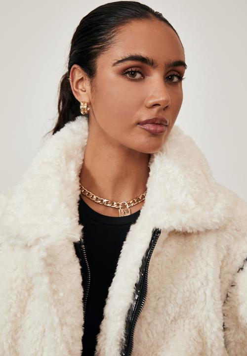Factorie - Oversized fur teddy jacket - cream