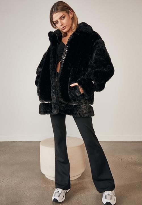 Factorie - Oversized fur teddy jacket - black
