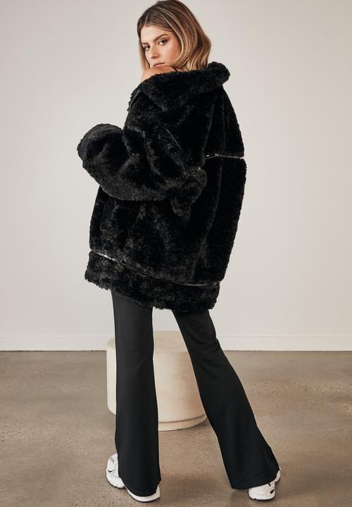 Factorie - Oversized fur teddy jacket - black