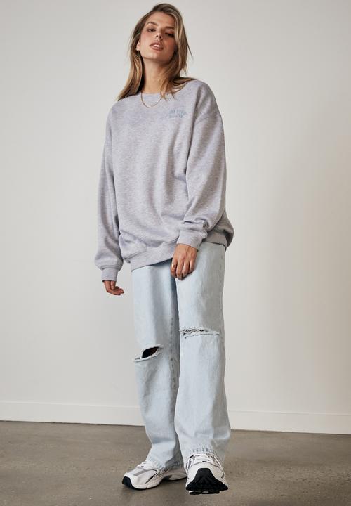 Factorie - Oversized graphic crew - grey 