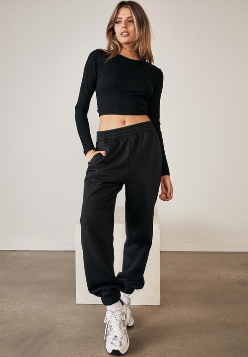 Factorie - Long sleeve back detail top - black