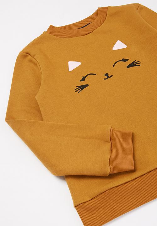 Pop Candy - Printed sweat top & leggings set - mustard & navy 
