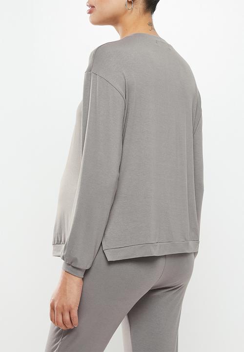 Superbalist - Side slit long sleeve tee - mocha