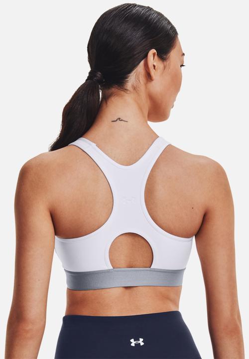 Under Armour - Armour mid impact keyhole bra - white & metallic silver