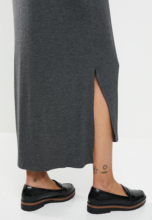 Superbalist - Easy fit v-neck long leeve tee dress - charcoal