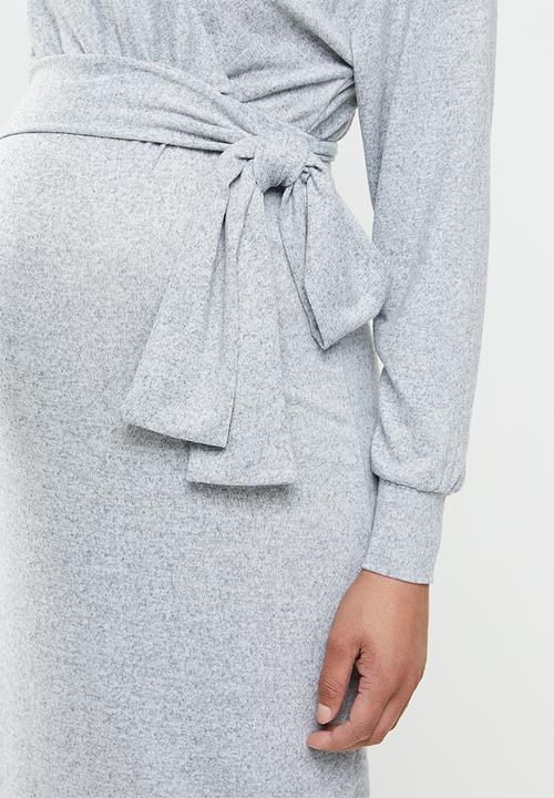 Superbalist - Dolman sleeve mock wrap dress - grey 