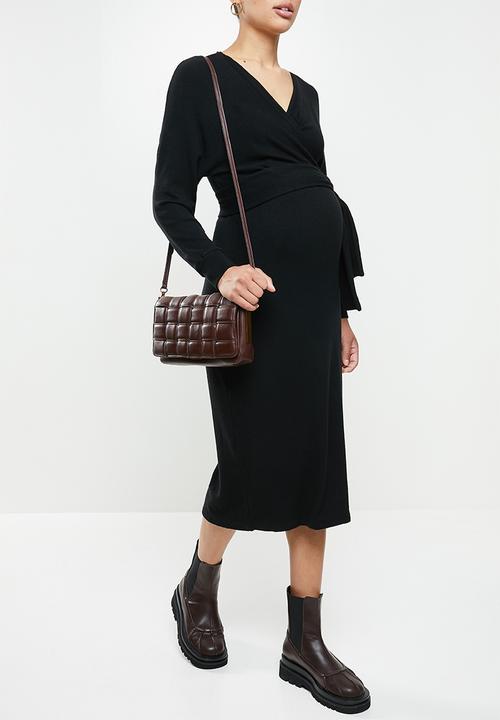 Superbalist - Dolman sleeve mock wrap dress - black