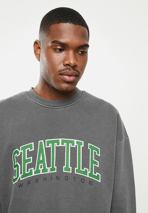 Factorie - Elite oversized crew - washed black/seattle