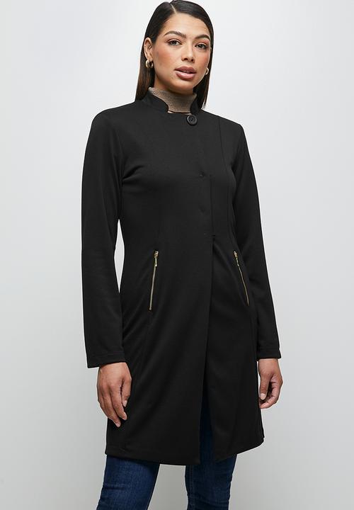 edit - Longline ponti zipped jacket - black