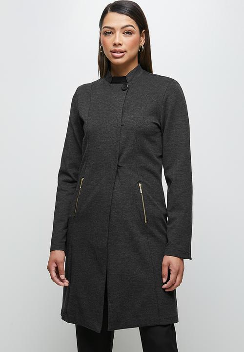 edit - Longline ponti zipped jacket - charcoal