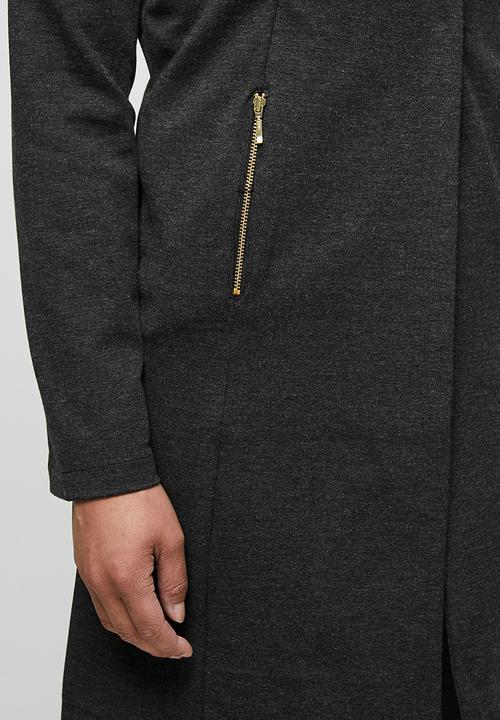 edit - Longline ponti zipped jacket - charcoal